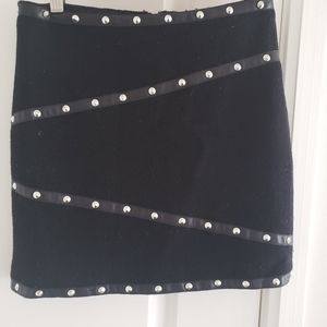 The Kooples studded leather/wool mini skirt